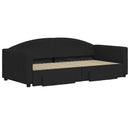 daybed med udtræk og skuffer 90x190 cm stof sort