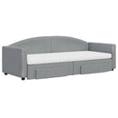 daybed med udtræk og skuffer 80x200 cm stof lysegrå