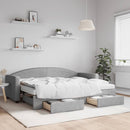 daybed med udtræk og skuffer 80x200 cm stof lysegrå