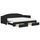 daybed med udtræk og skuffer 80x200 cm stof sort