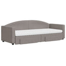daybed med udtræk og skuffer 80x200 cm stof gråbrun