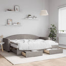daybed med udtræk og skuffer 80x200 cm stof gråbrun