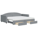 daybed med udtræk og skuffer 90x200 cm stof lysegrå