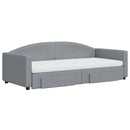 daybed med udtræk og skuffer 90x200 cm stof lysegrå
