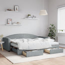 daybed med udtræk og skuffer 90x200 cm stof lysegrå