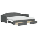 daybed med udtræk og skuffer 90x200 cm stof mørkegrå