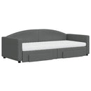 daybed med udtræk og skuffer 90x200 cm stof mørkegrå
