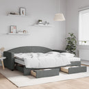 daybed med udtræk og skuffer 90x200 cm stof mørkegrå