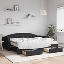 daybed med udtræk og skuffer 80x200 cm stof sort