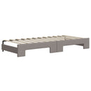 daybed med udtræk og skuffer 90x200 cm stof gråbrun