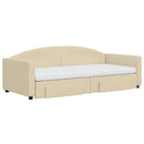 daybed med udtræk og skuffer 90x200 cm stof cremefarvet