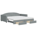 daybed med udtræk og skuffer 100x200 cm stof lysegrå