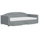 daybed med udtræk og skuffer 100x200 cm stof lysegrå