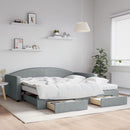 daybed med udtræk og skuffer 100x200 cm stof lysegrå