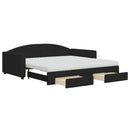 daybed med udtræk og skuffer 100x200 cm stof sort