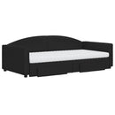 daybed med udtræk og skuffer 100x200 cm stof sort
