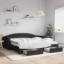 daybed med udtræk og skuffer 100x200 cm stof sort