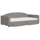 daybed med udtræk og skuffer 100x200 cm stof gråbrun