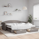 daybed med udtræk og skuffer 100x200 cm stof gråbrun