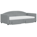 daybed med udtræk og skuffer 90x190 cm stof lysegrå