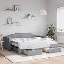 daybed med udtræk og skuffer 90x190 cm stof lysegrå