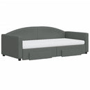 daybed med udtræk og skuffer 90x190 cm stof mørkegrå