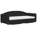 daybed med udtræk og skuffer 90x190 cm stof sort