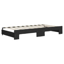 daybed med udtræk og skuffer 90x190 cm stof sort