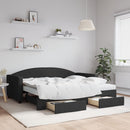 daybed med udtræk og skuffer 90x190 cm stof sort
