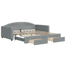 daybed med udtræk og skuffer 100x190 cm stof lysegrå