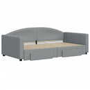 daybed med udtræk og skuffer 100x190 cm stof lysegrå