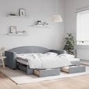daybed med udtræk og skuffer 100x190 cm stof lysegrå