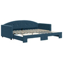 daybed med udtræk 90x200 cm velour blå