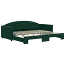 daybed med udtræk 90x200 cm velour mørkegrøn