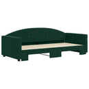 daybed med udtræk 90x200 cm velour mørkegrøn