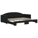 daybed med udtræk 90x200 cm velour sort
