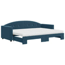 daybed med udtræk og madras 80x200 cm velour blå