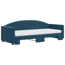 daybed med udtræk og madras 80x200 cm velour blå