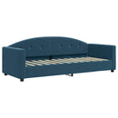 daybed med udtræk og madras 80x200 cm velour blå