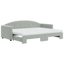daybed med udtræk og madras 80x200 cm velour lysegrå