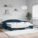 daybed med udtræk og madras 90x200 cm velour blå