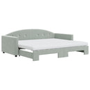 daybed med udtræk og madras 90x200 cm velour lysegrå