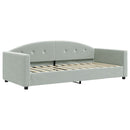 daybed med udtræk og madras 90x200 cm velour lysegrå