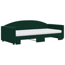 daybed med udtræk og madras 90x200 cm velour mørkegrøn