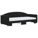daybed med udtræk og madras 90x200 cm velour sort
