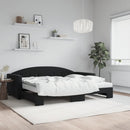 daybed med udtræk og madras 90x200 cm velour sort