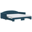 daybed med udtræk og madras 100x200 cm velour blå