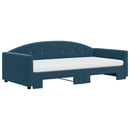 daybed med udtræk og madras 100x200 cm velour blå