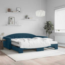 daybed med udtræk og madras 100x200 cm velour blå