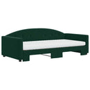 daybed med udtræk og madras 100x200 cm velour mørkegrøn